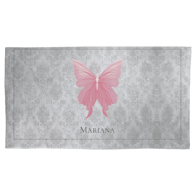 Pink Jewelled Butterfly Pillowcase (Front)