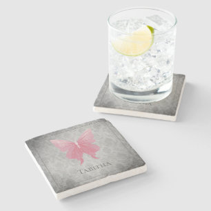 Pink Jewelled Butterfly Stone Coaster