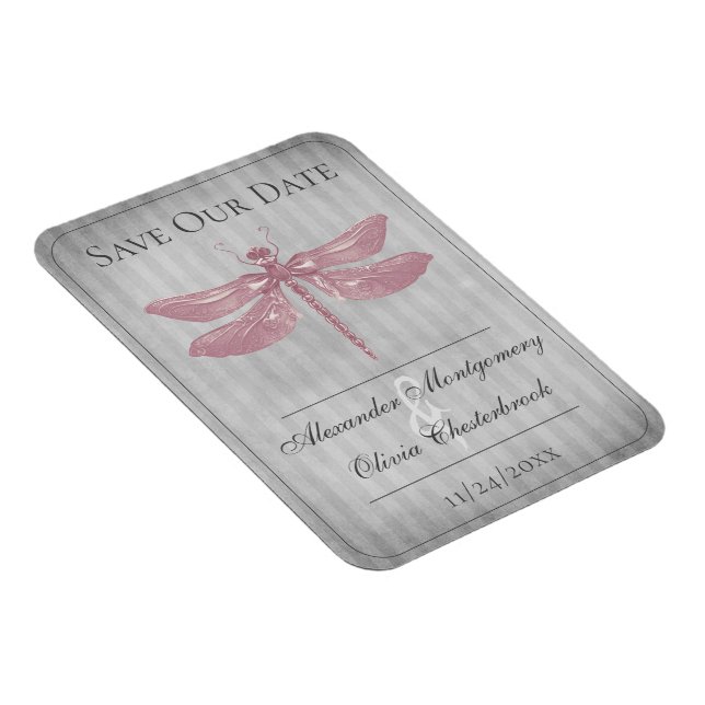 Pink Jewelled Dragonfly Save the Date Magnet (Right Side)