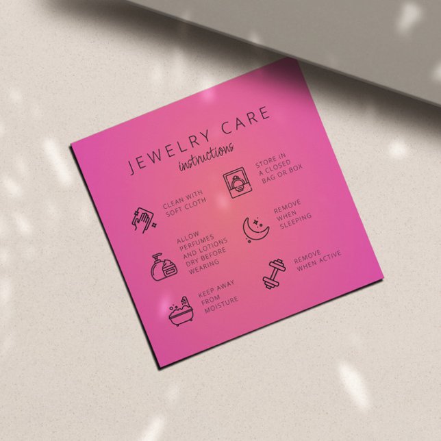Pink Jewellery Care Instructions Business Thank Yo Enclosure Card (Creator Uploaded)