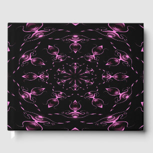 Pink Jewels Modern Art Add Info Date in Spine Guest Book