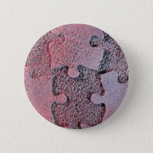 Pink Jigsaw Puzzle for Autism Awareness Month 6 Cm Round Badge