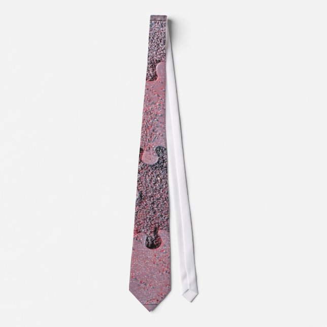 Pink Jigsaw Puzzle for Autism Awareness Month Tie (Front)