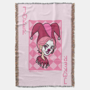 Pink Joker Card Throw Blanket