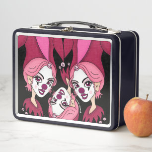 Pink Jokers & Jesters Metal Lunch Box