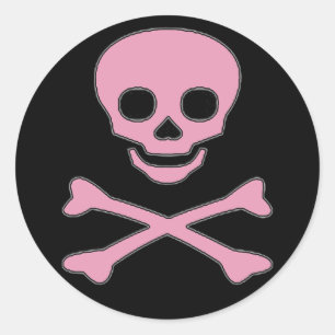 Pink Jolly Roger Girl Pirate Stickers