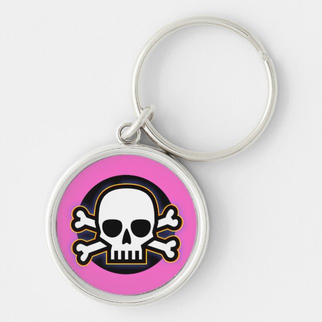 Pink Jolly Roger Key Ring (Front)