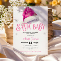 PINK Jolly Santa Hat girl Baby Shower 