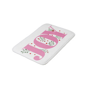 Pink Joy with berries Christmas holiday Bath Mat