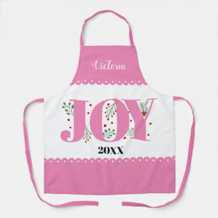 Pink Joy with berries Christmas photo Apron