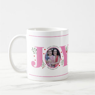 Pink Joy with berries Christmas photo Coffee Mug