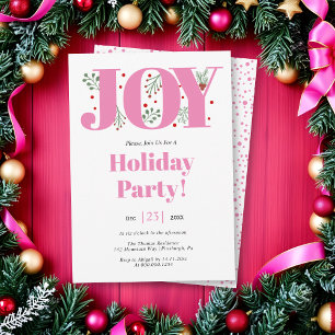 Pink Joy with berries Christmas photo Invitation