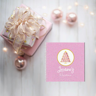 Pink Joyoux Noel Sparkling Spiral Notebook