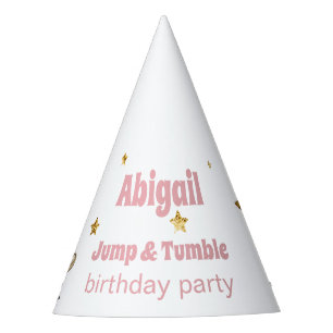 Pink Jump & Tumble Gymnastics Birthday Party Hat