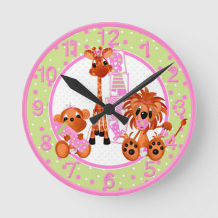 Pink Jungle Baby Clock