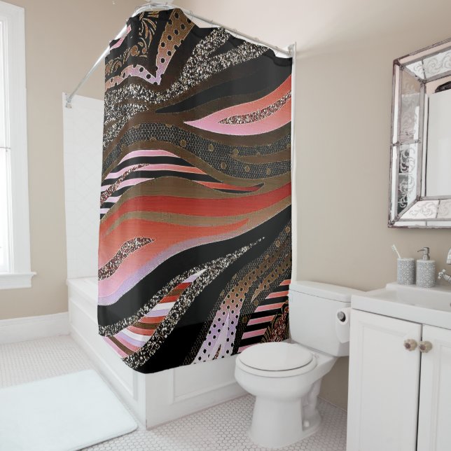 Pink Jungle Shower Curtain (In Situ)