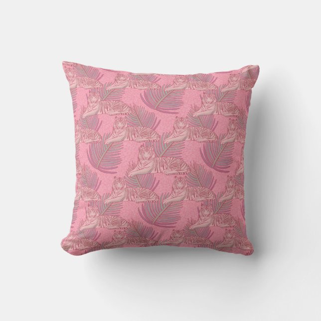 Pink Jungle Tiger Pattern Cushion (Front)