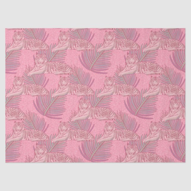 Pink Jungle Tiger Pattern Tissue Paper (Front)