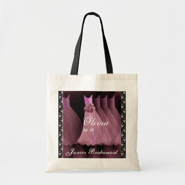 PINK Junior Bridesmaid Cotton Tote Bag (Front)