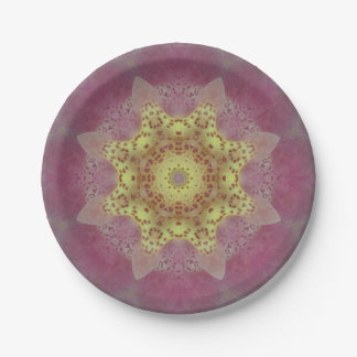 Pink Kaleidoscope Flower Paper Plate