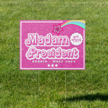Pink Kamala Glitter Madam President Yard Sign