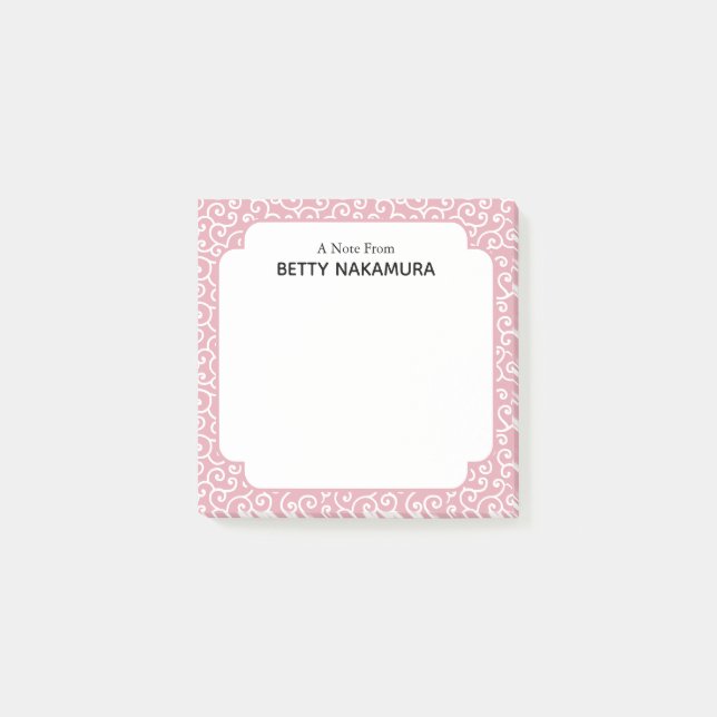 Pink Karakusa Japanese Vine Pattern Post-it Notes (Front)