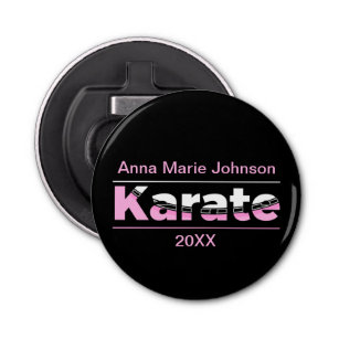 Pink Karate Martial Arts Modern Typography Bottle Opener