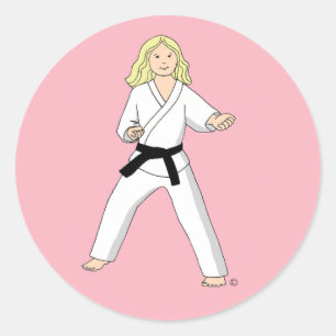 Pink Karate Princess Stickers