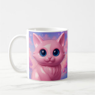 Pink Kawaii Cat Coffee Mug