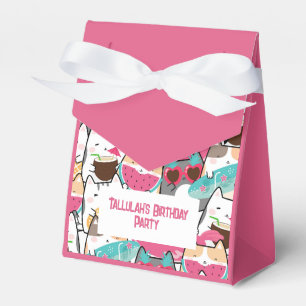 Pink Kawaii Cats Pool Birthday Party Favour Box