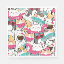 Pink Kawaii Cats Pool Party Birthday 