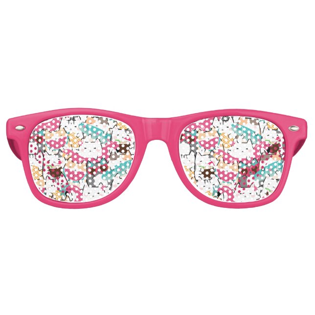 Pink Kawaii Cats Pool Party Favours Birthday  Retro Sunglasses (Front)