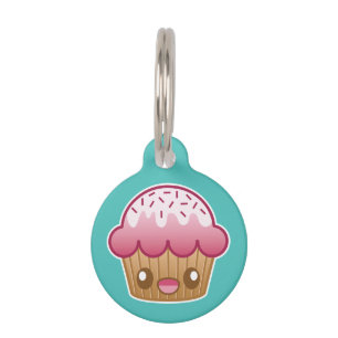Pink Kawaii Cupcake With Custom Info Pet Tag