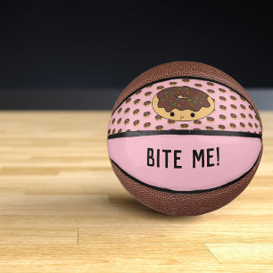 Pink Kawaii Cute Chocolate Doughnut Rainbow Sprink Mini Basketball