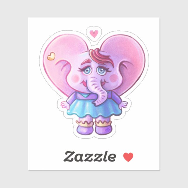 Pink Kawaii Elephant girl In Love (Sheet)