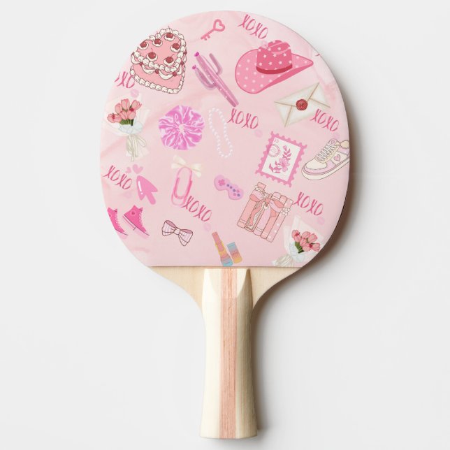 Pink Kawaii girly pingpong paddle (Front)