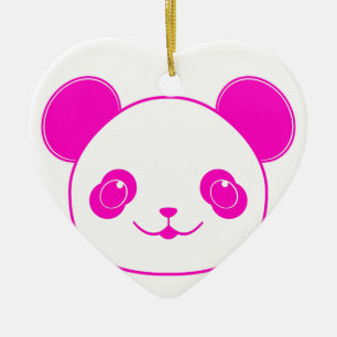 Pink Kawaii Panda Bear Ceramic Ornament
