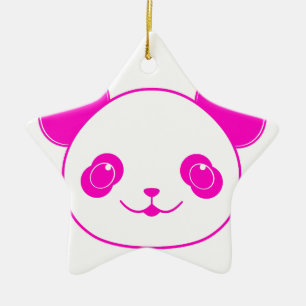 Pink Kawaii Panda Bear Ceramic Ornament