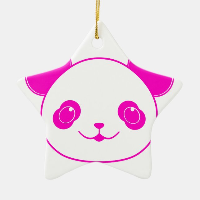 Pink Kawaii Panda Bear Ceramic Ornament (Front)