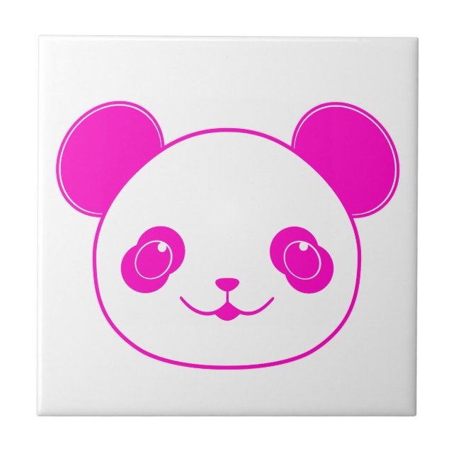 Pink Kawaii Panda Bear Ceramic Tile (Front)