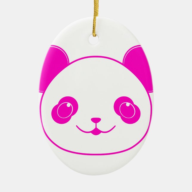 Pink Kawaii Panda Bear Ceramic Tree Decoration (Front)