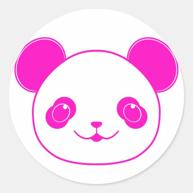 Pink Kawaii Panda Bear Classic Round Sticker (Front)