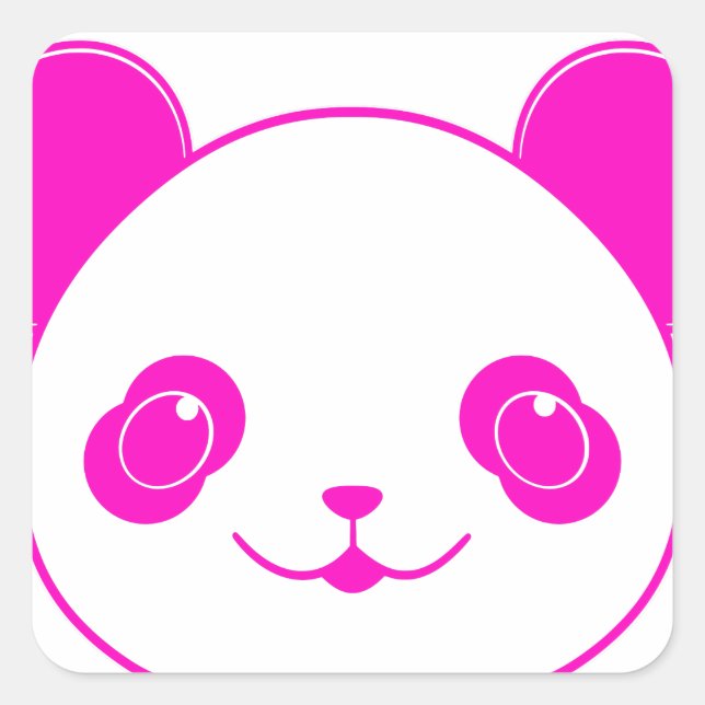 Pink Kawaii Panda Bear Square Sticker (Front)