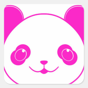 Pink Kawaii Panda Bear Square Sticker