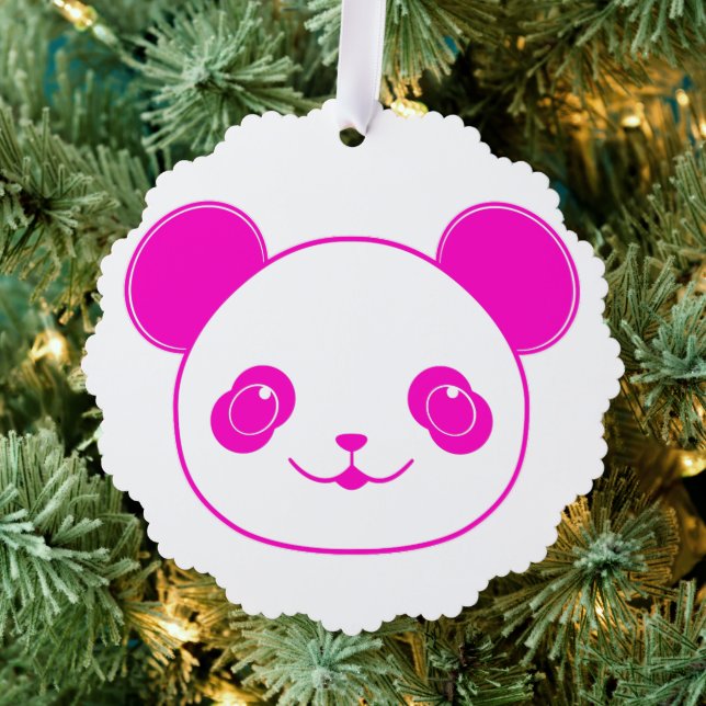 Pink Kawaii Panda Bear Tree Decoration Card (Insitu (Tree))