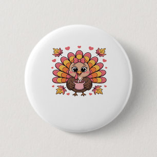 pink kawaii thanksgiving turkey Classic T-Shirt 6 Cm Round Badge