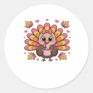 pink kawaii thanksgiving turkey Classic T-Shirt Classic Round Sticker