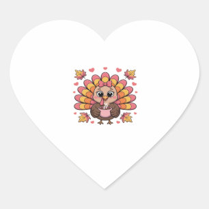 pink kawaii thanksgiving turkey Classic T-Shirt Heart Sticker