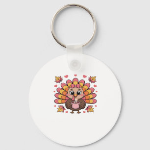 pink kawaii thanksgiving turkey Classic T-Shirt Key Ring