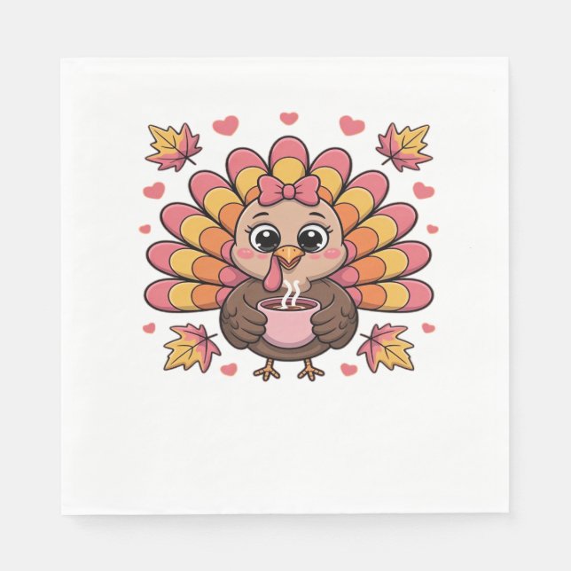pink kawaii thanksgiving turkey Classic T-Shirt Napkin (Front)